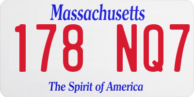 MA license plate 178NQ7