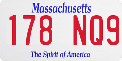 MA license plate 178NQ9
