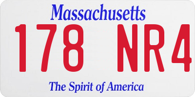 MA license plate 178NR4