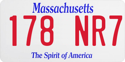 MA license plate 178NR7