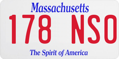 MA license plate 178NS0