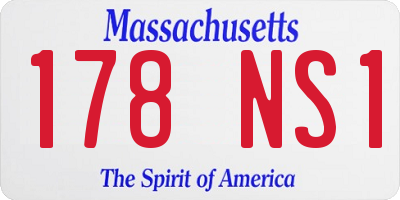 MA license plate 178NS1