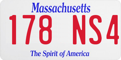 MA license plate 178NS4
