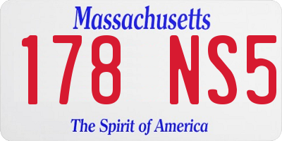 MA license plate 178NS5
