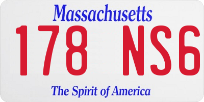 MA license plate 178NS6