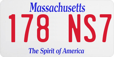 MA license plate 178NS7