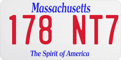 MA license plate 178NT7