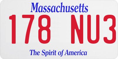 MA license plate 178NU3