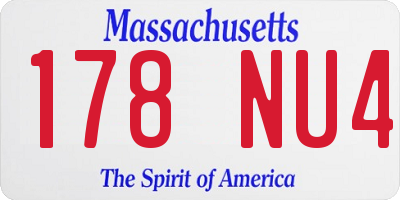 MA license plate 178NU4