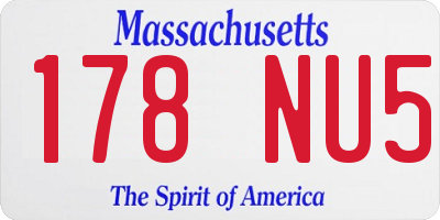 MA license plate 178NU5