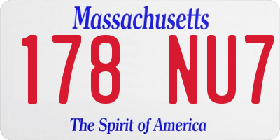 MA license plate 178NU7