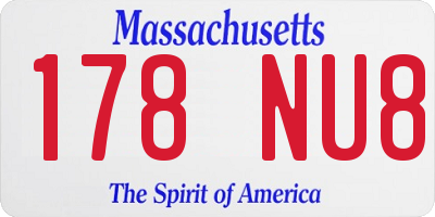 MA license plate 178NU8
