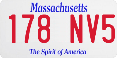 MA license plate 178NV5