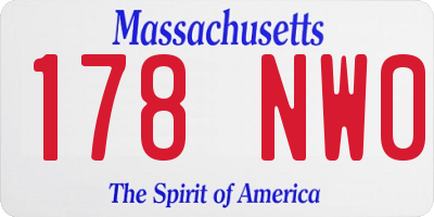 MA license plate 178NW0