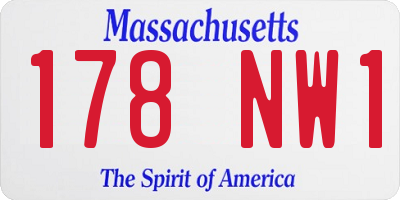 MA license plate 178NW1