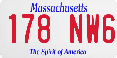 MA license plate 178NW6