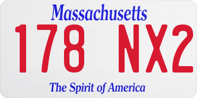 MA license plate 178NX2