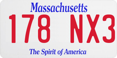 MA license plate 178NX3