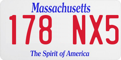 MA license plate 178NX5