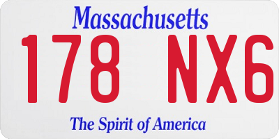 MA license plate 178NX6