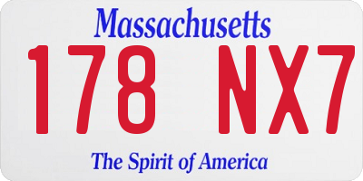 MA license plate 178NX7