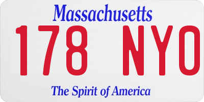 MA license plate 178NY0