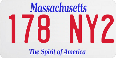 MA license plate 178NY2