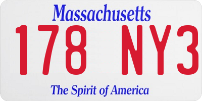 MA license plate 178NY3