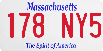 MA license plate 178NY5