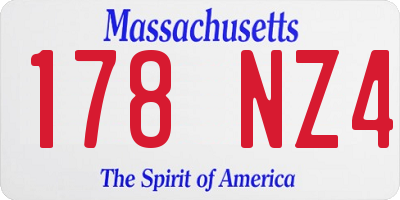 MA license plate 178NZ4