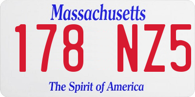 MA license plate 178NZ5