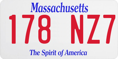 MA license plate 178NZ7