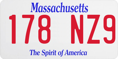 MA license plate 178NZ9