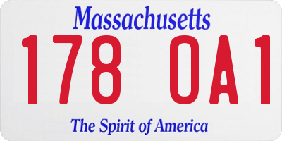 MA license plate 178OA1