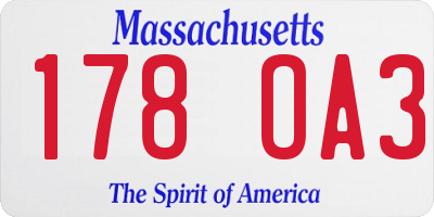 MA license plate 178OA3