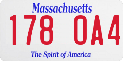 MA license plate 178OA4