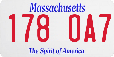 MA license plate 178OA7