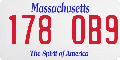 MA license plate 178OB9