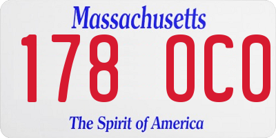 MA license plate 178OC0