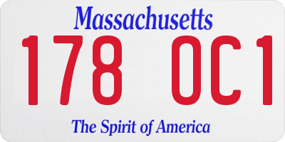 MA license plate 178OC1