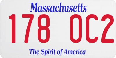 MA license plate 178OC2