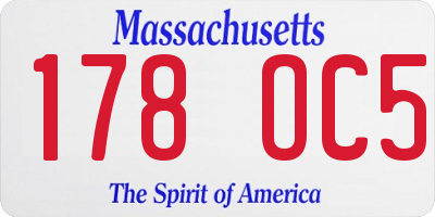 MA license plate 178OC5