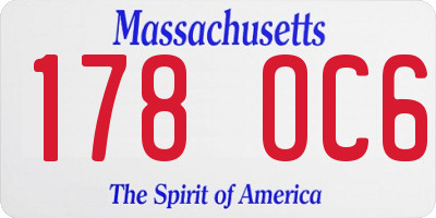 MA license plate 178OC6
