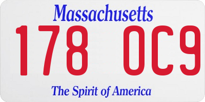 MA license plate 178OC9