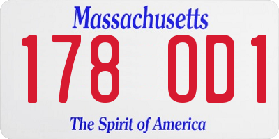 MA license plate 178OD1