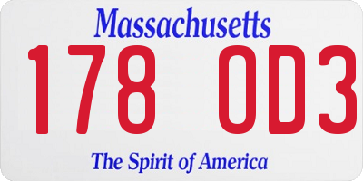 MA license plate 178OD3
