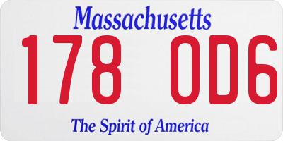 MA license plate 178OD6