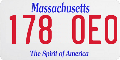MA license plate 178OE0
