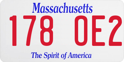 MA license plate 178OE2