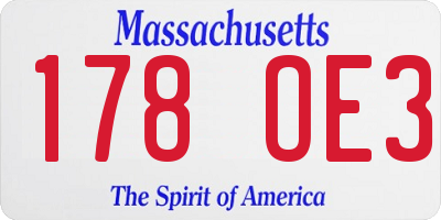 MA license plate 178OE3